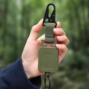 Mosquetón de nailon verde militar con hebilla de pico de águila, clip duradero de acero inoxidable para llavero de exterior con cable de acero y correa de cincha - Product Image 2