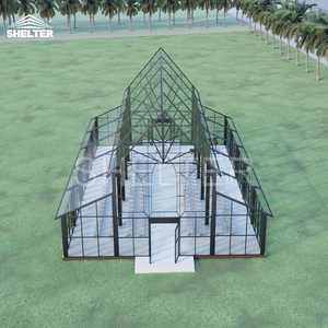 Carpa para Eventos Desmontable con Techo Transparente de Cristal, Estructura Negra, Tipo Marquesina - Product Image 1