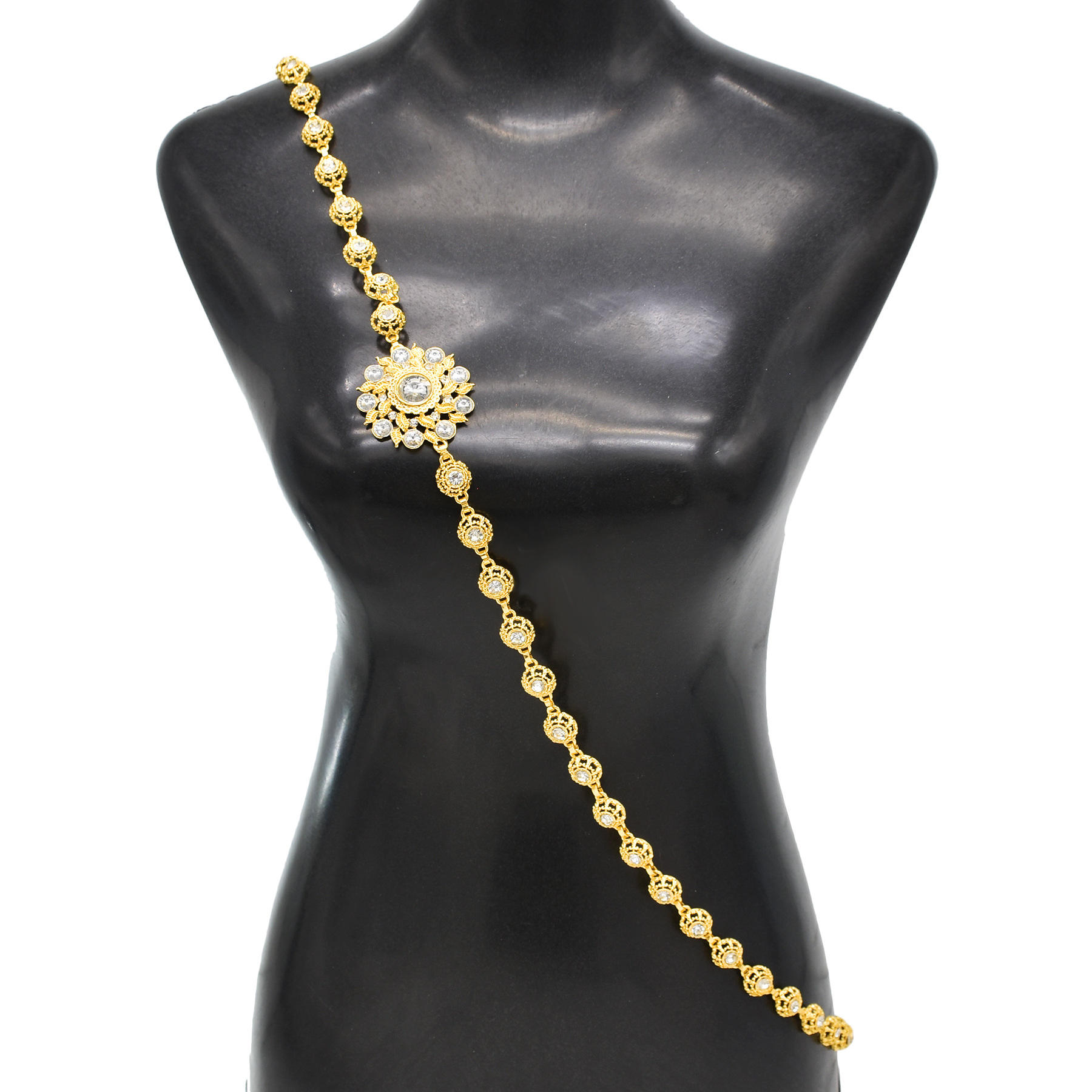 Idealway Wholesale Gold Hawl Chain Indian Gold Hawl Houlder Chain Crystal Colorful Body Chain Wedding Jewelry European Ladies Accessories Colorful Body Chain,5, image size:1800x1800