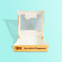 Meilleure vente Boîte de papier à fenêtre jaune personnalisée pour mini emballage de biscuits, de bonbons, de pain et de croissant