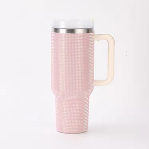 Stainless Steel Tumbler 40 Oz With Handle Glitter Vacuum Flask Travel <b>Mug</b> Pink Blue Silver <b>Gold</b> Rose <b>Gold</b> Black Brown - Product Image 5