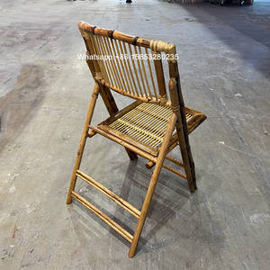 Silla plegable de bambú de gran oferta con cojín extraíble Silla plegable de banquete de bambú en color natural - Product Image 3