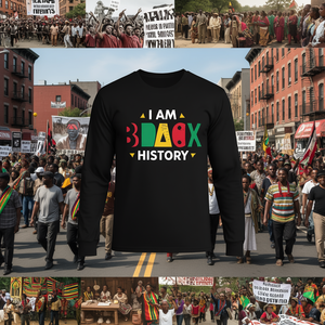 T-shirt a maniche lunghe I Am Black History, girocollo, unisex, per adulti, abbigliamento promozionale sui diritti civili - Product Image 2