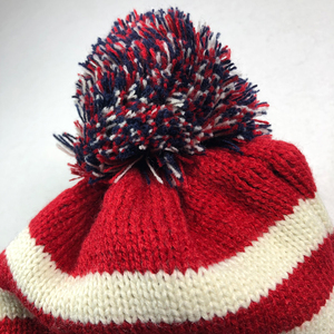 Cổ Điển Màu Đỏ Màu Xanh Trắng Jacquard Sao Beanie Biểu Tượng Tùy Chỉnh Sọc Dệt Kim Acrylic Mũ Mùa Đông Với Pompom USA/Anh Cờ <span class=keywords><strong>Bobble</strong></span> Mũ - Product Image 4