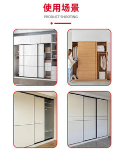 Riel de puerta corredera de metal liso y silencioso para armario, mecanismo de polea contemporáneo sin ranuras con ajuste de altura - Product Image 4