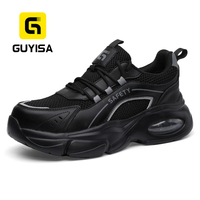 Chaussures de sécurité GUYISA avec semelle à coussin d'air, embout en acier, résistantes aux perforations, tige en microfibre tricotée, semelle en caoutchouc et plastique, chaussures de travail d'usine