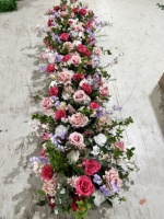 F140 Décoration de table, chemin de table floral en roses artificielles en soie pour allée de mariage, événement, entrée, toile de fond
