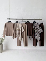 Nouvel ensemble décontracté pour femme : pull tricoté châle et pantalon ample à jambes larges pour l'automne