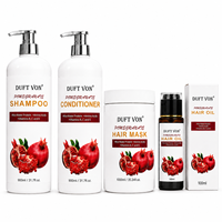 Kit de Soins Capillaires à la Grenade Rouge Naturelle 900ml pour Cheveux Afro 4C : Shampoing, Après-Shampoing, Masque, Huile et Coloration Hydratation Intense