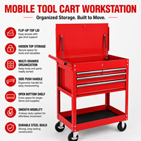 Chariot à outils mobile en acier robuste, directement de l'usine, avec dessus rabattable et 3 tiroirs, roues pivotantes pour le stockage industriel en garage