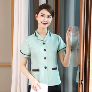 Hotel Cleaning Uniform Short Sleeve Blue Unisex Moisture Wicking Housekeeping Staff Workwear - Product Image 2