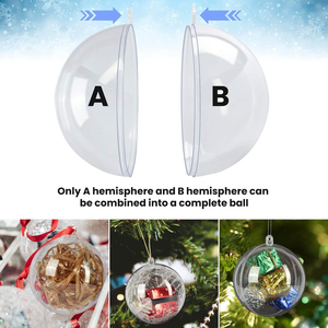 Boules de Noël modernes transparentes en plastique incassable de 80 mm pour décorations DIY, artisanat et décoration intérieure suspendue - Product Image 4