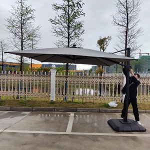 Sombrilla de Jardín Grande, Económica, Resistente al Viento, con Doble Toldo, Luces LED, Moderna, de Aluminio, Color Gris Oscuro, para Patio, Parque, Jardín, Estilo Éden - Product Image 5