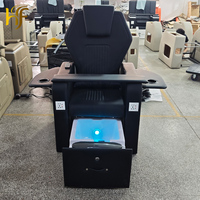 Équipement de salon de manucure, fauteuil de soin des pieds en cuir noir inclinable, fauteuil de pédicure moderne électrique réglable avec massage