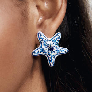 Joyería Pendientes de arcilla polimérica Tendencia Verano Cool Ocean Wind Aleación Estrella de mar Pendiente Joyería fina Pendientes para niñas - Product Image 1
