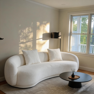 Canapé Courbé Crème Moderne pour <span class=keywords><strong>Petit</strong></span> Appartement, Idéal Salon, Zone de Repos Simple Style Scandinave pour Salon de Beauté - Product Image 3