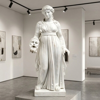 Statue de Melpomène en marbre blanc sculptée à la main sur mesure, sculpture figurative sur le thème de la Tragédie de la Musa, design traditionnel, résistante aux intempéries