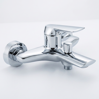 Robinet de bain/douche mural Lodi 606-4 en laiton chromé poli, mitigeur monocommande eau chaude/froide, cartouche céramique, garantie 5 ans