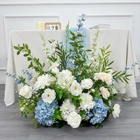 Dekorasi Bunga Pesta Populer 2027, Dekorasi Bunga Lorong Pernikahan, 60cm, Hydrangea Putih Biru, Bunga Lorong Buatan