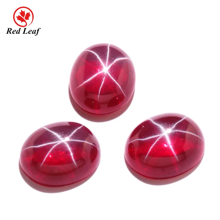 Redleaf Jewelry High - quality synthetic gemstone round cut Cabochon loose gemstone star Ruby for jewelry making