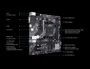เมนบอร์ด A520M-K <span class=keywords><strong>ASUS</strong></span> PRIME ใหม่ AM4ช่องเสียบ AMD Micro-ATX DDR4 Ryzen 5000/3000พร้อมใช้งาน Realtek RTL8111H 1GB - Product Image 2