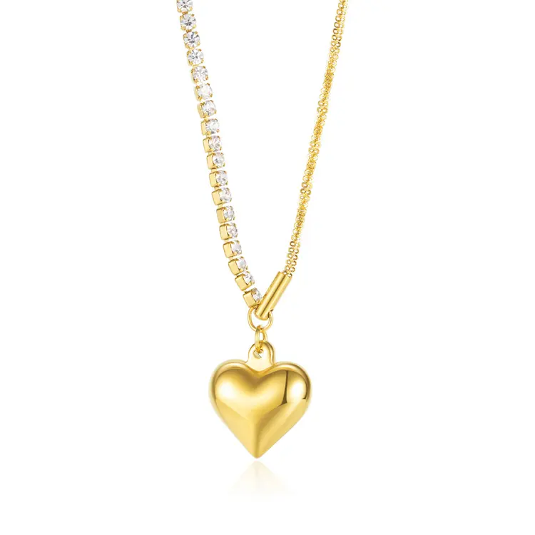 2023 Collar Minimalista Mujer Fashion Jewelry Heart Pendant PVD 18K Gold Plated Popular Designs Women Necklace Stainless Steel