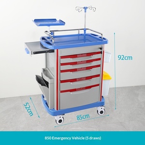 Carro de Rescate Médico ABS para Ambulancias y Hospitales, Construcción de Acero y Plástico, para Infusión, Anestesia y Suministro de Medicamentos, de Larga Duración - Product Image 2