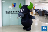 Costume de marche gonflable interactif de dessin animé de mascotte de taureau mobile gonflable de publicité de taille de Offre Spéciale 2m