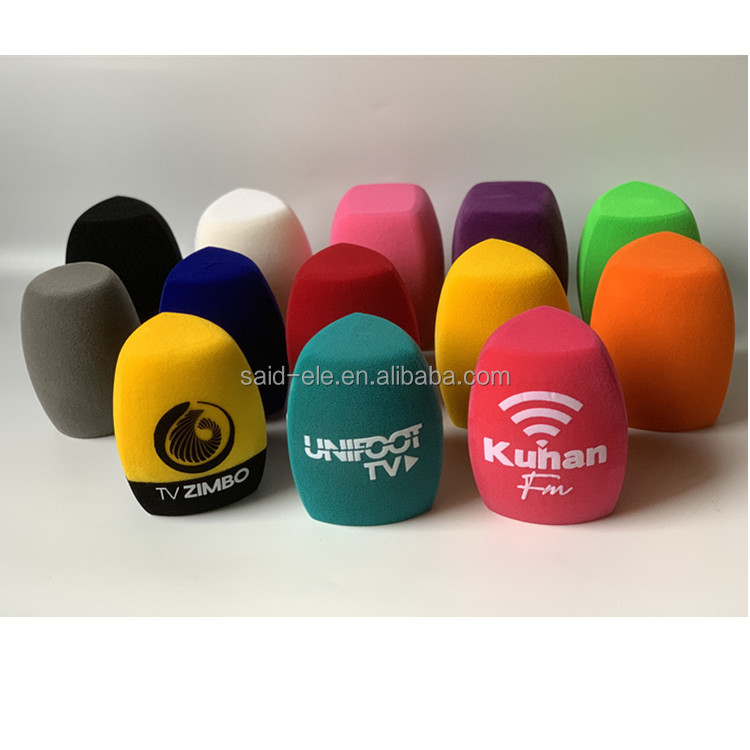 Pare-Brise Microphone En Mousse Avec Logo Personnalisé - 2 Pièces - Pour Interview Et Radio - Noir