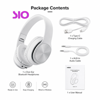 Casque de jeu sans fil pliable 5.4 HiFi Stéréo Bass USB Type-C Rechargeable avec câble AUX, Casque supra-auriculaire