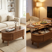 Table basse moderne avec plateau relevable et étagère de rangement, meubles de salon personnalisables