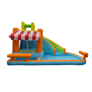 Kids Inflatable Bouncer Castle With Slide Safety Net Naughty Play Theme For Indoor Outdoor Activities - Product Image 1