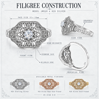Bague Vintage en Argent 925 de Qualité Exceptionnelle avec Moissanite Ronde 15x12mm, Design Ornamental, Personnalisable, Fourniture Directe Usine
