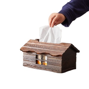 Decorative tissue box lid with slide-out baseplate,Wooden toilet paper holder