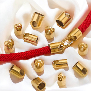 <b>Leather</b> Cord End Cap Side Loop | 18K PVD Gold Plated Stainless Steel Barrel Connector DIY <b>Bracelet</b> Necklace Jewelry Making - Product Image 1