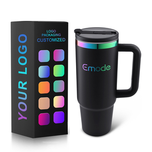 Nuevo Vaso Térmico de 40 oz <span class=keywords><strong>con</strong></span> Asa y Pajita, Acero Inoxidable, Recubrimiento en Polvo, Diseño Arcoíris - Product Image 1