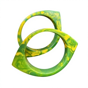 Juego de Brazaletes de Resina con Diseño de Mármol Verde y Amarillo, Unisex, Calidad Premium, Pulseras Acrílicas Modernas y Elegantes - Product Image 2