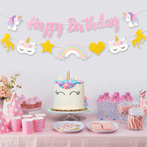 Spanduk latar belakang fotografi pesta ulang tahun <span class=keywords><strong>Unicorn</strong></span>, spanduk kertas dekorasi pesta Pancuran bayi - Product Image 5