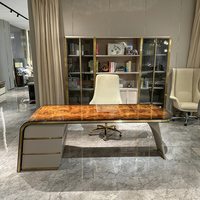 Bureau d'ordinateur en bois massif, style minimaliste de luxe léger, italien, pour patron, mobilier de bureau modulaire pour le bureau à domicile, avec rangement pour dossiers