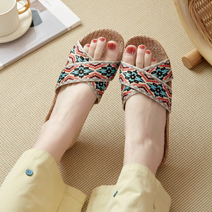 Sandales d'intérieur décontractées en lin pour femmes, antidérapantes, respirantes, déodorantes, tendance, livraison gratuite - Product Image 3