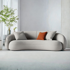 Conjunto de sofá Seccional de terciopelo de peluche moderno italiano Diseño minimalista simple Dormitorio grande Sala de estar Sofá De Luna - Product Image 4