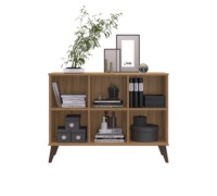 Buffet moderne de style rétro Decibel DB-AR1300, 2 portes, meubles de salon en bois, panneaux de particules MDF, couleur naturelle/blanc
