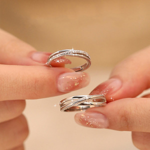 Q872 <b>Wedding</b> <b>Bands</b> 925 <b>Silver</b> Crystal Rhinestone Channel Setting Unisex Fine Rings - Product Image 1