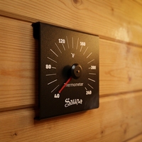 Termometer Sauna Logam Hitam Modern, Pengukur Suhu Analog yang Dipasang di Dinding 40-240 ° F untuk Ruang Uap Rumah, Sauna Kering, dan Rumah Mandi Uap