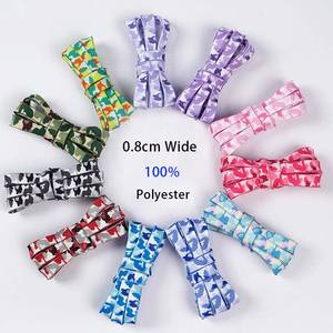 Lacets de chaussures WEGOODZF, imprimé camouflage élégant, 1 paire, 0,8 cm de large, lacets plats en polyester, accessoire pour chaussures de course athlétiques - Product Image 2