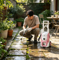 Nettoyeur haute pression électrique vertical avec débit de 7 L/min, adapté au nettoyage de la maison, du jardin, des sols et des surfaces extérieures