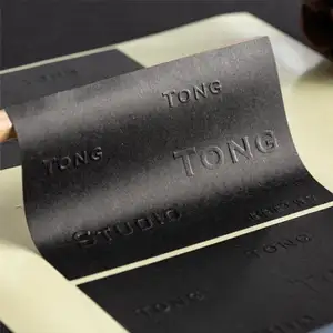 Etiqueta de papel de folha de ouro com logotipo personalizado, adesivo de papel texturizado para impressão de etiquetas em relevo, logotipo de marca