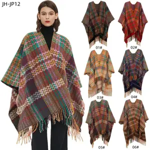 Latest Winter Shawl With Arms For Ladies Ethnic Style Open Front Poncho Cardigan Acrylic Tassel Women's Pasmina Shawl