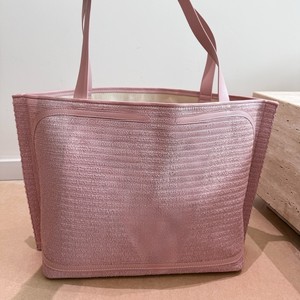 Pink Straw Weaving Tote Bag Vertical Square Large Capacity Leisure Travel Minimalist Style Spring 2026 - Product Image 1