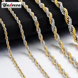 Collar de Cadena de Cuerda Estilo Punk, Acero Inoxidable, Color Oro y Plata, Clásico, Resistente, Precio de Fábrica - Product Image 1
